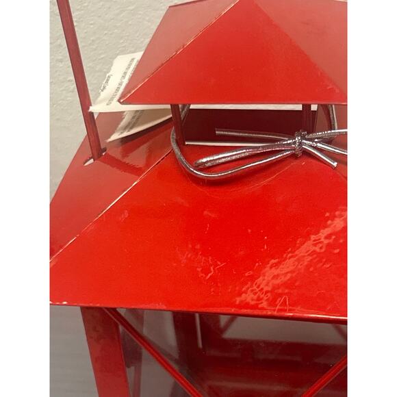 Pier 1 Imports Red Glass Metal Hanging Free Standing Small Lantern - Picture 5 of 11